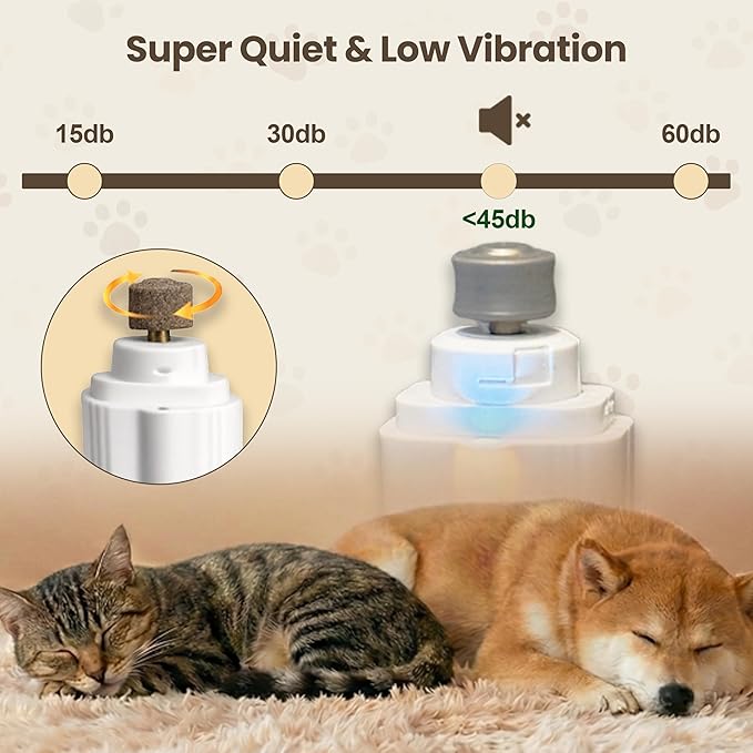 2-in-1 Dog Nail Clippers & Cat Nail Clipper with 2 LED Lights, USB Rechargeable with Safety Guard, Low Noise Grooming Tool for Small, Medium, and Large Dog & Cat Nail Trimmer(White)