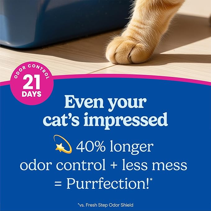 Fresh Step Advanced Clean Paws Multi Cat Clumping Cat Litter with Febreze Freshness, Low Dust, Odor Control with Ammonia Block Tech, Compatible in Automatic Litter Boxes, 37 lbs. (2 x 18.5 lb.)