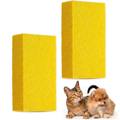 2 Pack Pet Hair Remover Sponge Cat and Dog Hair Sponge Rubber Pet Fur Lifter Removal Tool, Remove from Furniture, Carpet, Bedding, Clothing, 6.26 x 3.28 x 1.89 Inch (Yellow)