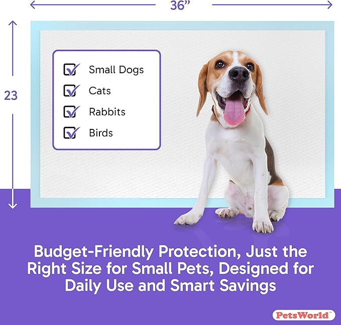 PETSWORLD Puppy Pads, 23x36 Inch, 600 Count - Puppy Pee Pads for Dogs, Tear Resistant, Economy Value, Super-Absorbent Polymer Gel Core, Perfect for Puppies, Smaller Dogs