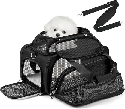 17x11x9.5 Alaska Hawaiian Southwest Airline Approved top and 1 Side Expandable pet Carrier for Extra-Small Dog/Small cat up to 5 lbs