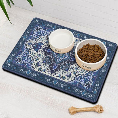 Pet Feeding Mat for Floors Waterproof Dog Mat for Food and Water Absorbent Quick Dry Non Slip mat for Cat Bowls