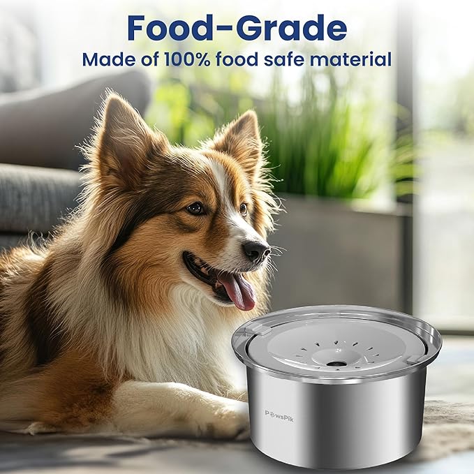 PawsPik Spill Proof Stainless Steel Dog Water Bowl – 4L Slow Drinking Pet Bowl with Floating Tray, Non-Tip, BPA-Free, Dishwasher Safe – for Large Dogs & Multi-Pet Homes