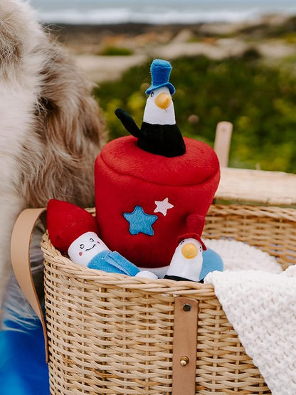 ZippyPaws Americana Top Hat Burrow - Patriotic Interactive Dog Toys for Boredom, Hide & Seek Dog Gifts & Puppy Toys, Colorful Squeaky Pearl Harbor Day Dog Toys for Small & Medium Dogs