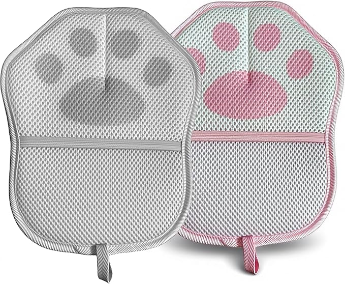 Pet Hair Removal Glove for Dogs Cats, Reusable Electrostatic Hair Remover for Couch, Car Seats Clothing, Carpet, Car Seat, Gray and Pink 2 Pack