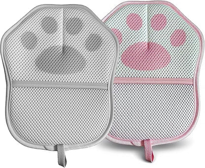 Pet Hair Removal Glove for Dogs Cats, Reusable Electrostatic Hair Remover for Couch, Car Seats Clothing, Carpet, Car Seat, Gray and Pink 2 Pack
