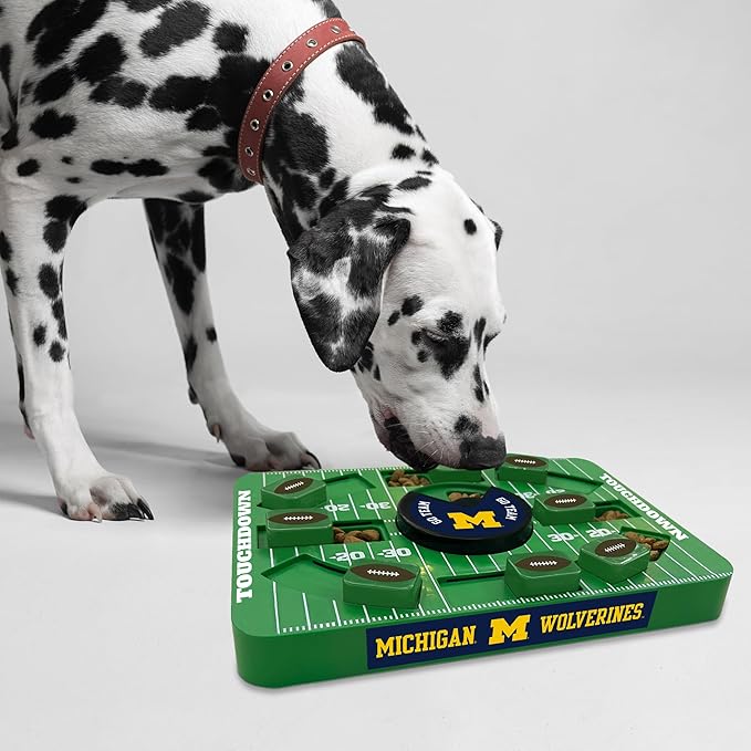 Pets First NCAA Michigan Large Puzzle Toy, Interactive Treat Toy for Dogs, Slow Feeding Toy, New Large Size