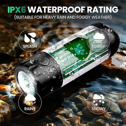 Dog Poop Bag Dispenser with LED Flashlight & 45 Bags (3 Rolls) – USB-C Rechargeable, Waterproof, Anti-Slip Clip, Hands-Free Dog Waste Bag Holder for Night Walks & Outdoor Adventures
