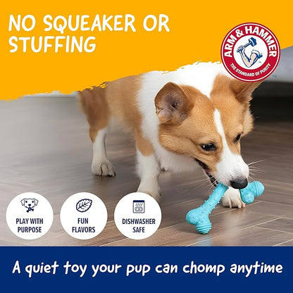 Arm & Hammer Nubbies T-Bone Dental Dog Chew Toy with Peanut Butter Flavor, Textured Chew Toy Designed to Help Clean Teeth and Support Oral Care for Dogs Up to 35 lbs - 24 Pack