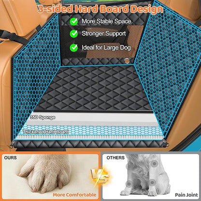 URPOWER Hard Bottom Dog Car Seat for Large Medium Dogs, Dog Back Seat Extender with 3-Sided Hard Boards, Waterproof Pet Backseat Cover Dogs Hammock for Large Cars, Trucks and SUVs, Holds up to 200 lbs