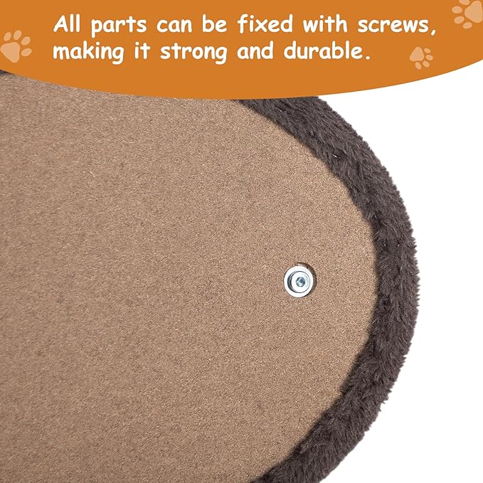 Hollypet Self Grooming Massager and Scratcher Toy - Cat Arch Brush for Back Grooming, Hair Cleaner Pads, Dark Brown