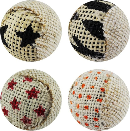 TTcat Canvas Cat Toys Balls with Bell Inside,for Indoor Cats, Interactive Toys Chew Toys for Cat Kitten,4 Pack.