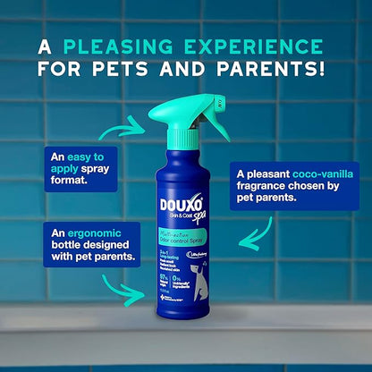 DOUXO® Skin & Coat SPA - Multi-Action Odor Control Spray for Dogs, 11.5 fl oz, Deodorizes, Neutralizes Unpleasant Odors, Leaves The Coat Fresh, Smelling Great, Skin-Friendly Ultra-Freshening Formula