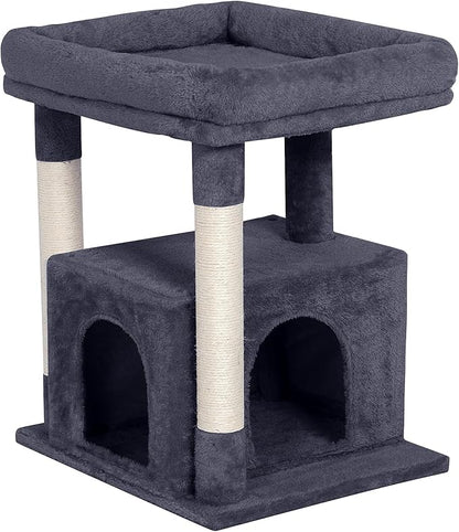 Cat Tree for Large Cat, 19 * 15.8in Large Perch Bed for Adult Cats, 23.6in Cat Tower with Scrathing Post, Cat Condo with 2-Door for Indoor Cats, Dark Gray