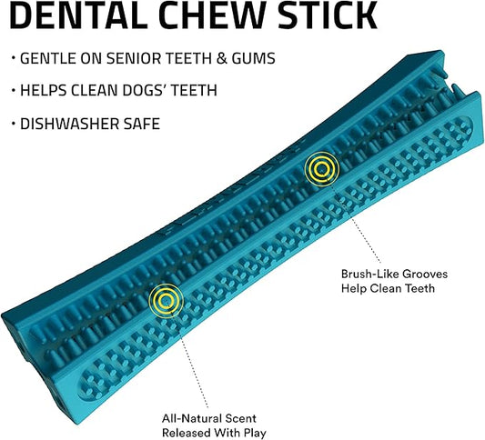 Playology Dog Toys | Dental Chew Stick Gentle on Gums | Jumbo Peanut Butter Scented Toy - Easy to Clean and Made from Non Toxic Materials