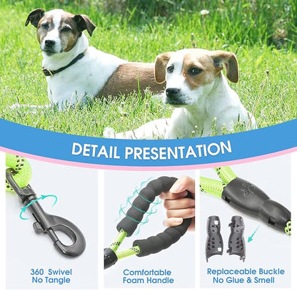 BAAPET 2/4/5/6 FT Dog Leash with Comfortable Padded Handle and Highly Reflective Threads for Small Medium and Large Dogs (5FT-1/2'', Green)