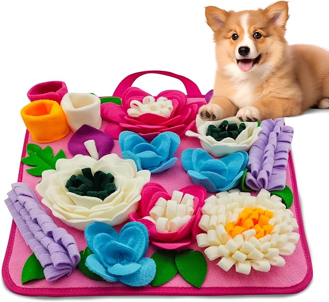 Snuffle Mat for Dogs Sniffing Feeding Mat for Small and Medium Breed Dogs and Cats Non-Slip/Portable/Durable Interactive Puzzle Pet Puppies Toys Encourages Natural Foraging Skills