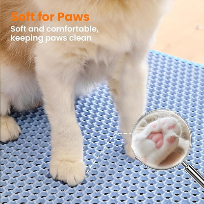 Jumbo Cat Litter Mat, 46x26 Inches Double Layer Honeycomb Litter Trapping Mat, Non Slip Waterproof Urine Proof Extra Large Cat Litter Box Mat, Kitten Supplies and Essentials, XXL, Blue