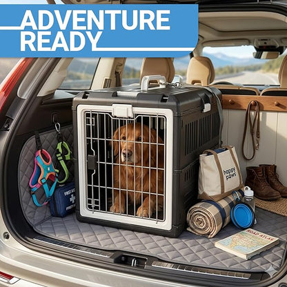 USA Pet Carrier & Crate 35" - Premium Collapsible Design for Medium Cats and Dogs - Portable Kennel for Indoor/Outdoor Use - 360-Degree Ventilation & Hard Plastic Wall Protection