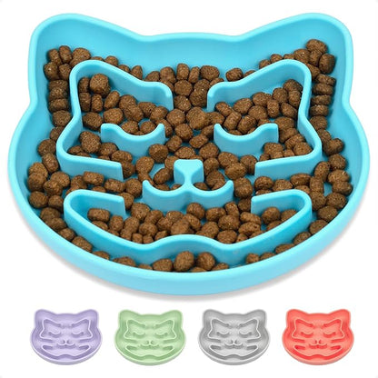 Snuggli Slow Feeder Cat Bowl | Cat Puzzle Feeder for Slow Eating, Mental Enrichment, Digestion, & Bloat Relief | Non-Slip Silicone, Dishwasher Safe, 1 Cup (Lagoon)