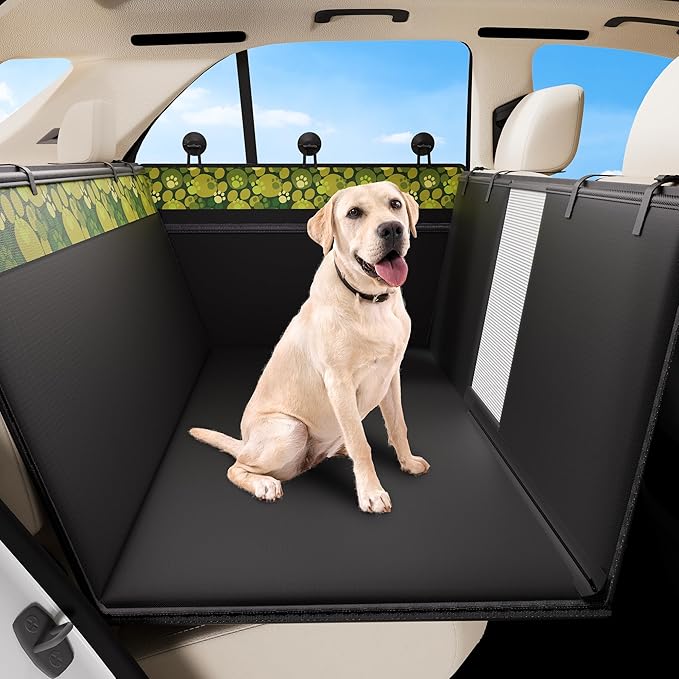 Dog Car Seat Cover for Back Seat with Support Rods, Waterproof Car Seat Cover for Dogs, Backseat Extender for Dogs in Car with Door Protectors, Thickened and Scratch-Resistant, Non-Slip