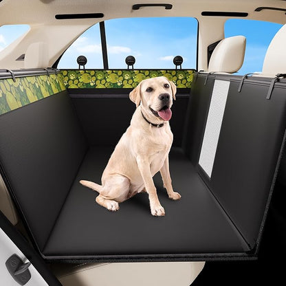 Dog Car Seat Cover for Back Seat with Support Rods, Waterproof Car Seat Cover for Dogs, Backseat Extender for Dogs in Car with Door Protectors, Thickened and Scratch-Resistant, Non-Slip