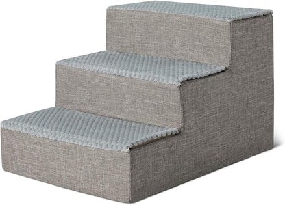Amazon Basics Dog Steps, 14.4" H, 3-Step Pet Stairs with Non-Slip Bottom for Bed Couch and Sofa, Indoor Dogs and Cats, Grey