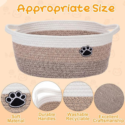Leitee 38 Pcs Cat Storage Basket Gift Toy Set Kitten Toys Assortments, Including 2 Way Tunnel, Bell Crinkle Balls Spring Feather Teaser Sisal Ball Simulated Fish, Interactive for Indoor Pet