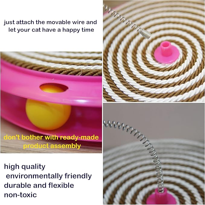 XGATML FANUSMARK - Wobble Track Cat Toys for Indoor Cats - Interactive Cat Toys - Rope Scratcher Cat Track Toy Catch The Furry Ball and Track Exercise Ball Toy - Cat Scratcher Toy - Cat Feather Toy