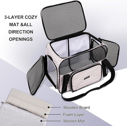BAGLHER Pet Travel Carrier, Cat Carriers Dog Carrier for Small Medium Cats Dogs Puppies, Airline Approved Small Dog Carrier Soft Sided, Collapsible Puppy Carrier