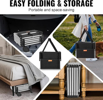 VEVOR Dog Stair for Cars, Wide 5-Step Dog Car Steps, Folding Dog Car Ramp with Nonslip Surface, Portable Pet Steps Lightweight Aluminum for Car, SUV and Truck, Supports up to 150 lbs