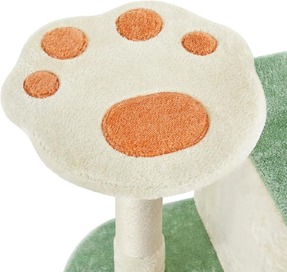 Yaheetech 65in Cat Tree, Cat Tower with Heart-Shaped Platform, Hanging Ball, Double Condos, Scratching Posts for Indoor Cats, Cat Climbing Frame Bed Furniture, Beige & Green & Orange