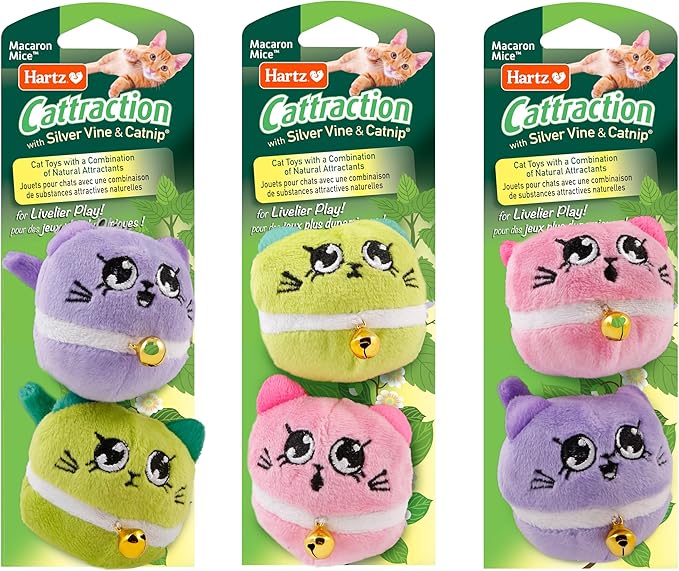 Cattraction with Silver Vine & Catnip Macaron Mice - 2 Pack,All Breed Sizes