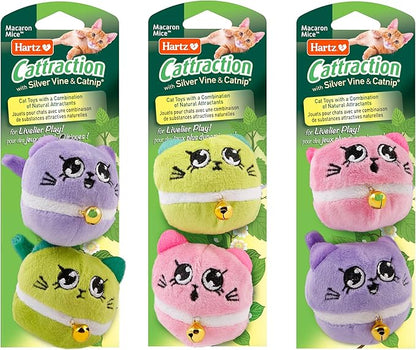 Cattraction with Silver Vine & Catnip Macaron Mice - 2 Pack,All Breed Sizes
