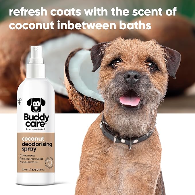 Dog Deodorising Spray - Deodorising Spray for Dogs - With Aloe Vera and Pro Vitamin B5 (Coconut, 200ml)