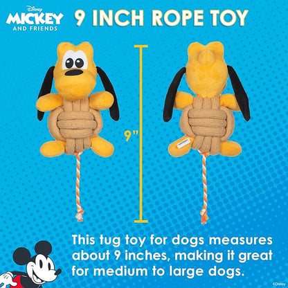 Disney for Pets Pluto Knotty Rope Pet Toy with Squeaker, 9 Inch | Squeaky Dog Toys for Pets | Rope Tug Toy for Dogs Inspired by Pluto of Mickey and Friends