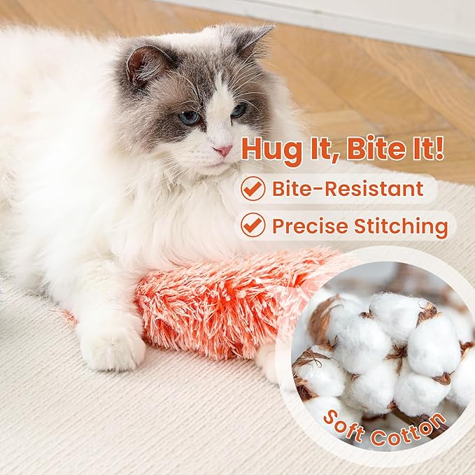 3 Pack Cat Pillow Toys with Catnip, Soft Plush Crinkle Cat Kicker Toys, Interactive Indoor Kitten Chew Toys for Kitty Exercise, Catnip Toys, Promotes Self Play