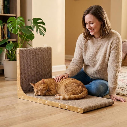3-Pack Cardboard Cat Scratcher for Indoor Cats, 23 Inch L Shaped Vertical Cat Scratching Post, Cat Scratching Board for Wall and Couch, Large