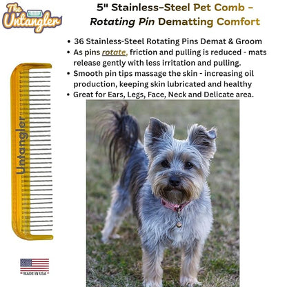 Pet Comb (5", Golden Amber)