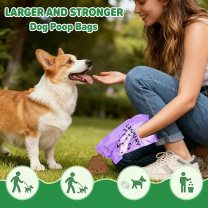 Poop Bags for Dogs, 300 Count Extra Wide Easy Tie Dog Poop Bags with Handles, Extra Thick Leak Proof Pet Waste Bag for Puppy Walking and Cat Litters