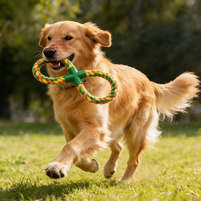 2-Pack Heavy Duty Dog Rope Toys for Large Dogs, Double Knot Rope and Figure-8 Rope Toy, Indestructible Chew & Tug Toys, Teeth Cleaning Cotton Rope Set (2-Pack Set)