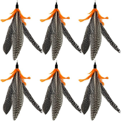 Cat Feather Toys Refill, 6 Pieces Cat Wand Attachments Da Bird Feathers Toy for Indoor Cats