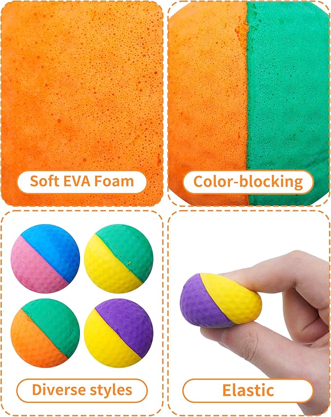 PET SHOW 20 Pack 1.57" Cat Toy Balls Soft EVA Foam Interactive Indoor Kittens Toys 40mm Dia. Small Dogs Puppies Pet Soccer Ball Bulk Activity Chase Quiet Play Two-Colors Cats Sponge Balls
