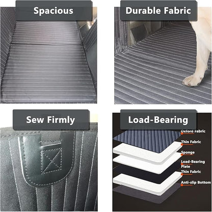 Back Seat Extender for Dogs, Dog Car Seat Cover, Back Seat Bridge Gap Filler, Non-Inflatable Car Camping Mattress Bed, Dog Hammock for Truck SUV (Black)