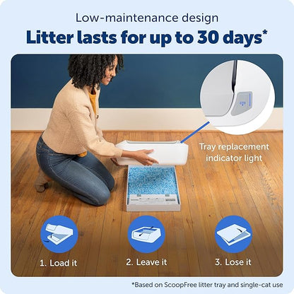 PetSafe ScoopFree Crystal Plus Automatic Self-Cleaning Cat Litter Box System – Not Enclosed – Advanced Odor Control – Includes 1 Disposable Crystal Litter Tray – White (PAL00-18016)