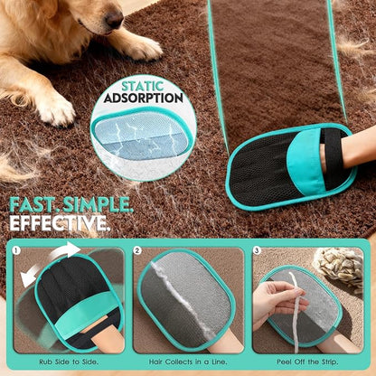 Pet Hair Remover for Dogs Cats: Reusable Five-Finger Static Pet Hair Removal Tool – Upgraded Lint Remover for Couch Furniture Bedding Car & Clothes – Supplies for Pet Owners at Home or Travel (1 Pack)