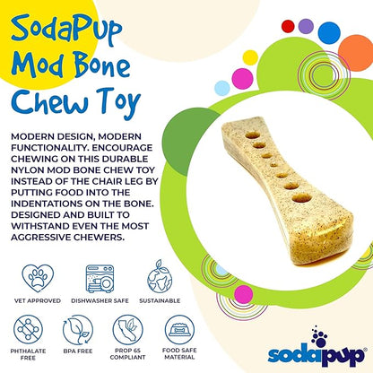 SodaPup Mod Bone – Durable Dog Chew Toy and Treat Dispenser Made in USA from Non-Toxic, Pet Safe, Food Safe Nylon Material for Mental Stimulation, Clean Teeth, Fresh Breath, Problem Chewing, & More