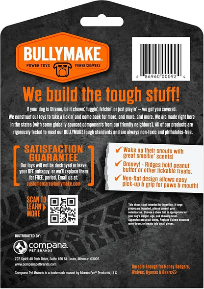BULLYMAKE Red Tough Chew Steak Toy for Dogs, Durable Nylon Dog Toys for Aggressive Chewers, Dental Stimulating, Tough Chewers, Boredom Busting, Made in USA
