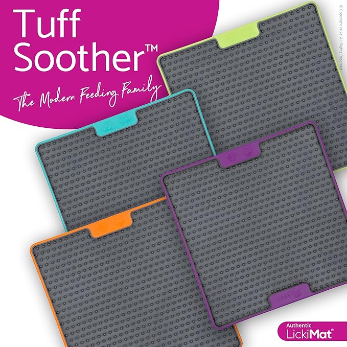 LickiMat Tuff, Heavy-Duty Soother, Dog Slow Feeder Lick Mat, Boredom Anxiety Reducer; Perfect for Food, Treats, Yogurt, or Peanut Butter, Fun Alternative to a Slow Feed Dog Bowl, Orange
