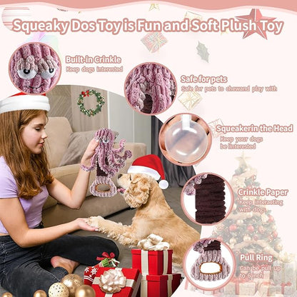Squeaky Dog Toys, Octopus Dog Toy Interactive Tug of War Puppy Toy to Keep Them Busy(Purple)